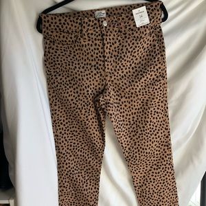 J Crew toothpick jeans. NWT. Cheetah print.,
